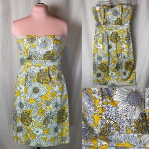 Liberty of London Yellow Floral Strapless Dress - Tailored One-of-a-Kind - Cute!